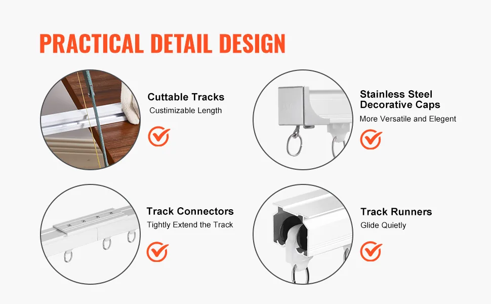 VEVOR Ceiling Curtain Track Set 6-Section Track 5.4 m feature 3