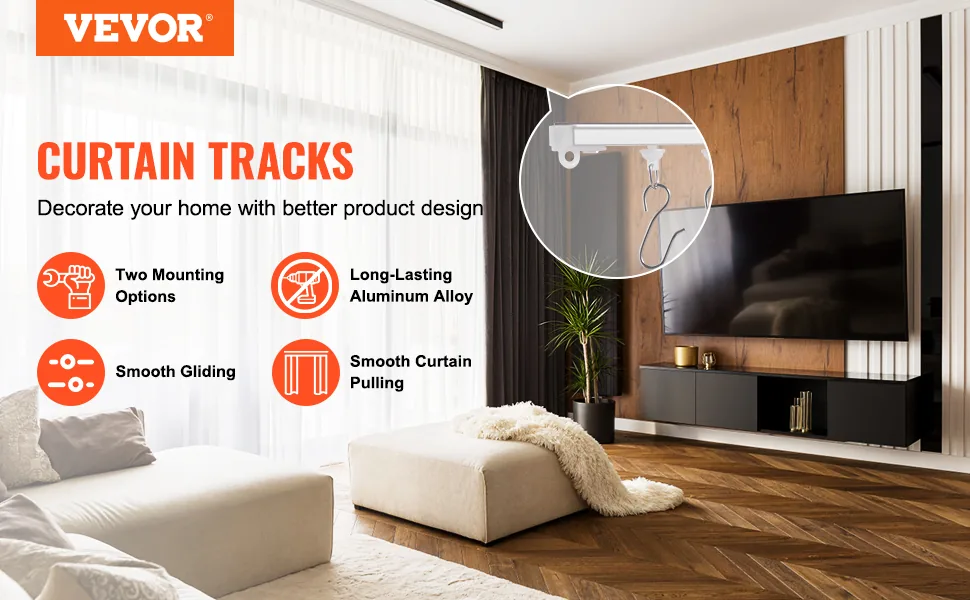 VEVOR Ceiling Curtain Track Set 8-Section Track 3 m overview