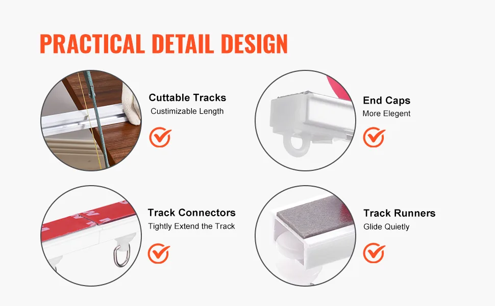 VEVOR Ceiling Curtain Track Set 8-Section Track 3 m feature 3