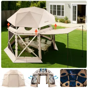 VEVOR 12 x 12 ft gazebo screen tent front view