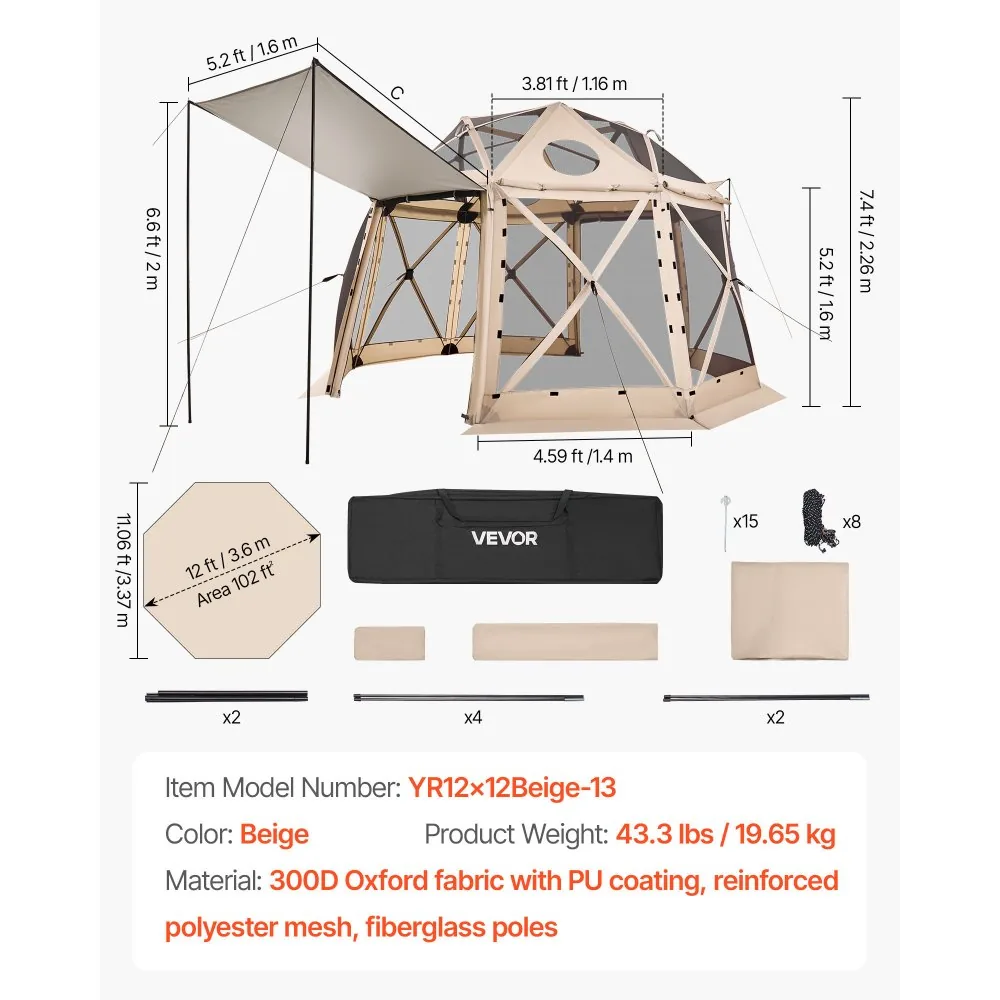 VEVOR gazebo screen tent carry bag package