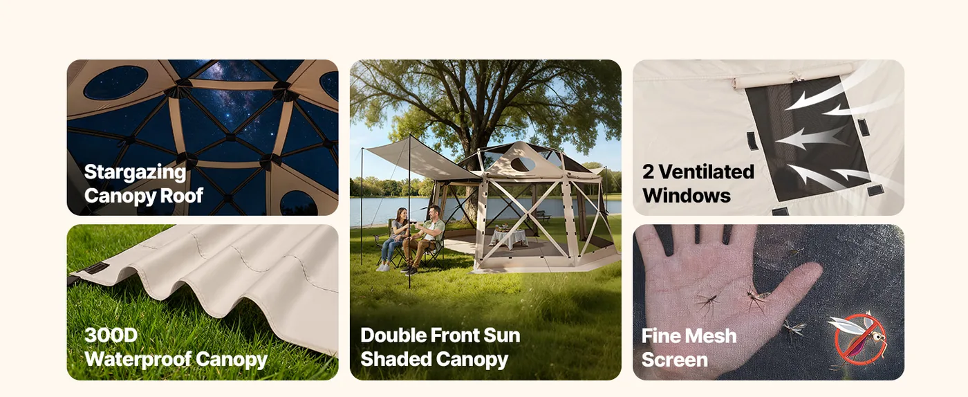 VEVOR 13 sided gazebo screen tent overview