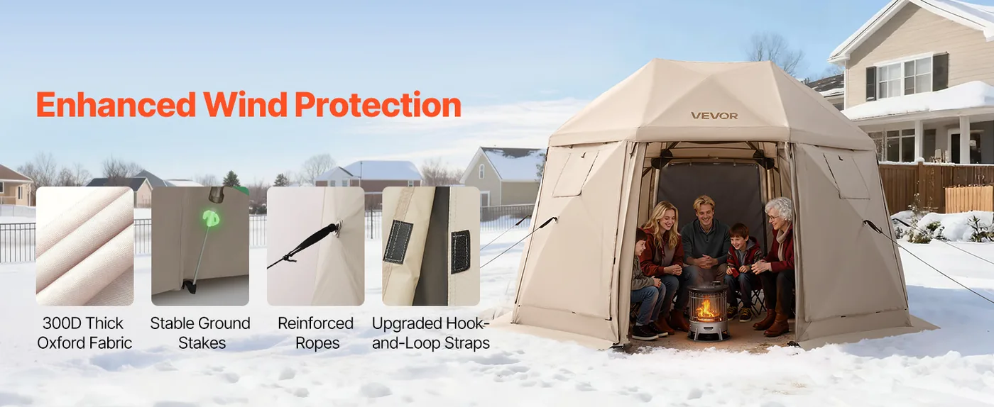 VEVOR 12 x 12 ft 13 Sided Pop Up Gazebo Screen Tent Beige Stable & Wind-Proof