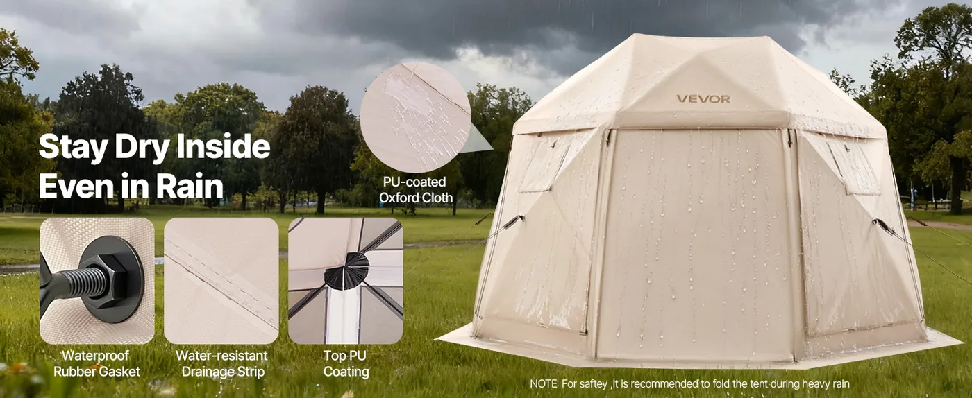 VEVOR 12 x 12 ft 13 Sided Pop Up Gazebo Screen Tent Beige Waterproof & Rain-Proof