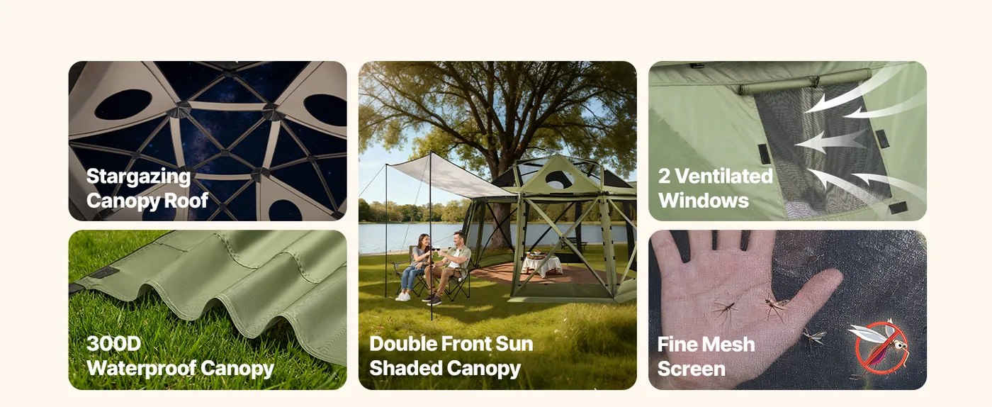 VEVOR 13 sided gazebo screen tent overview