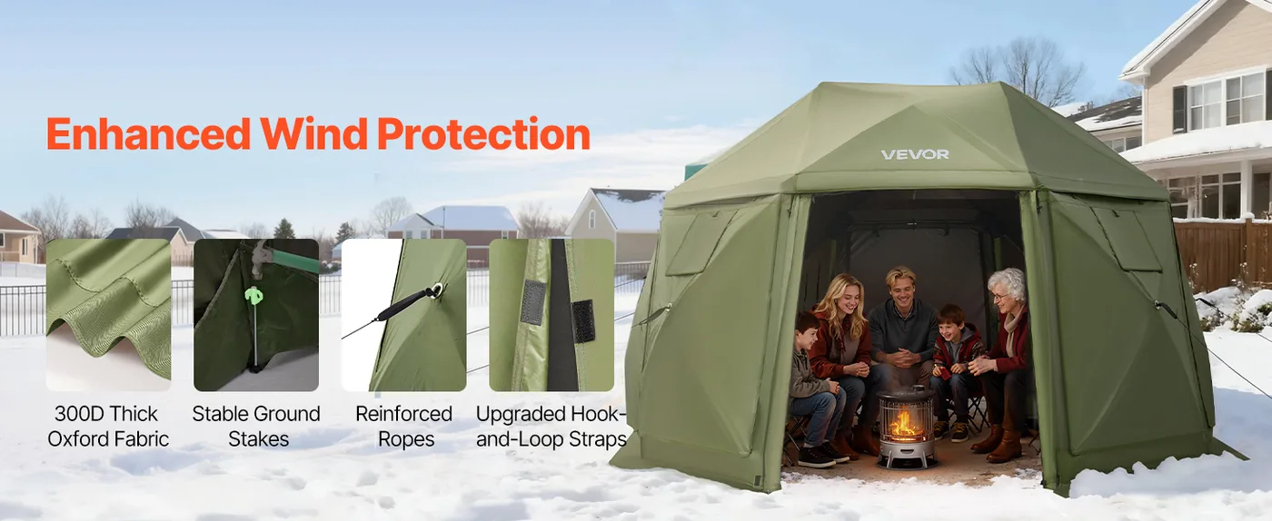 VEVOR 13 x 13 ft 13 Sided Pop Up Gazebo Screen Tent Green Stable & Wind-Proof