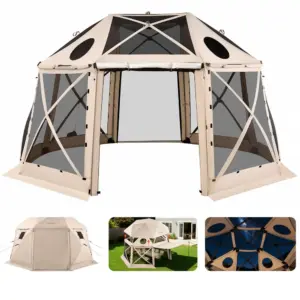 VEVOR 15 x 15 ft gazebo screen tent front view