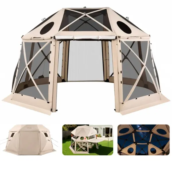 VEVOR 15 x 15 ft gazebo screen tent front view