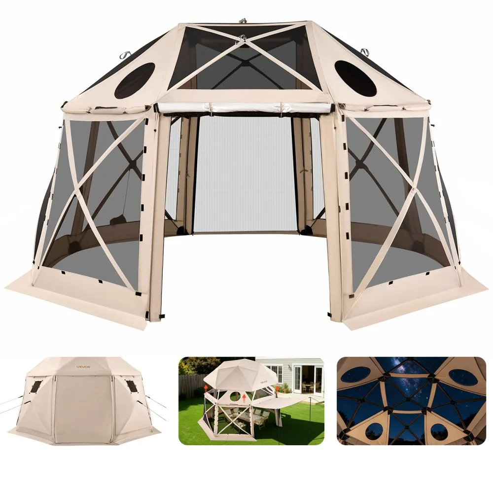 VEVOR 15 x 15 ft gazebo screen tent front view