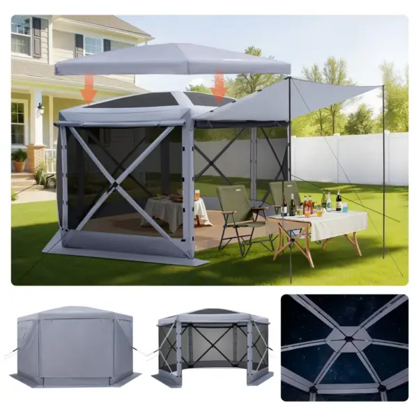 VEVOR 12 x 12 ft gazebo screen tent front view