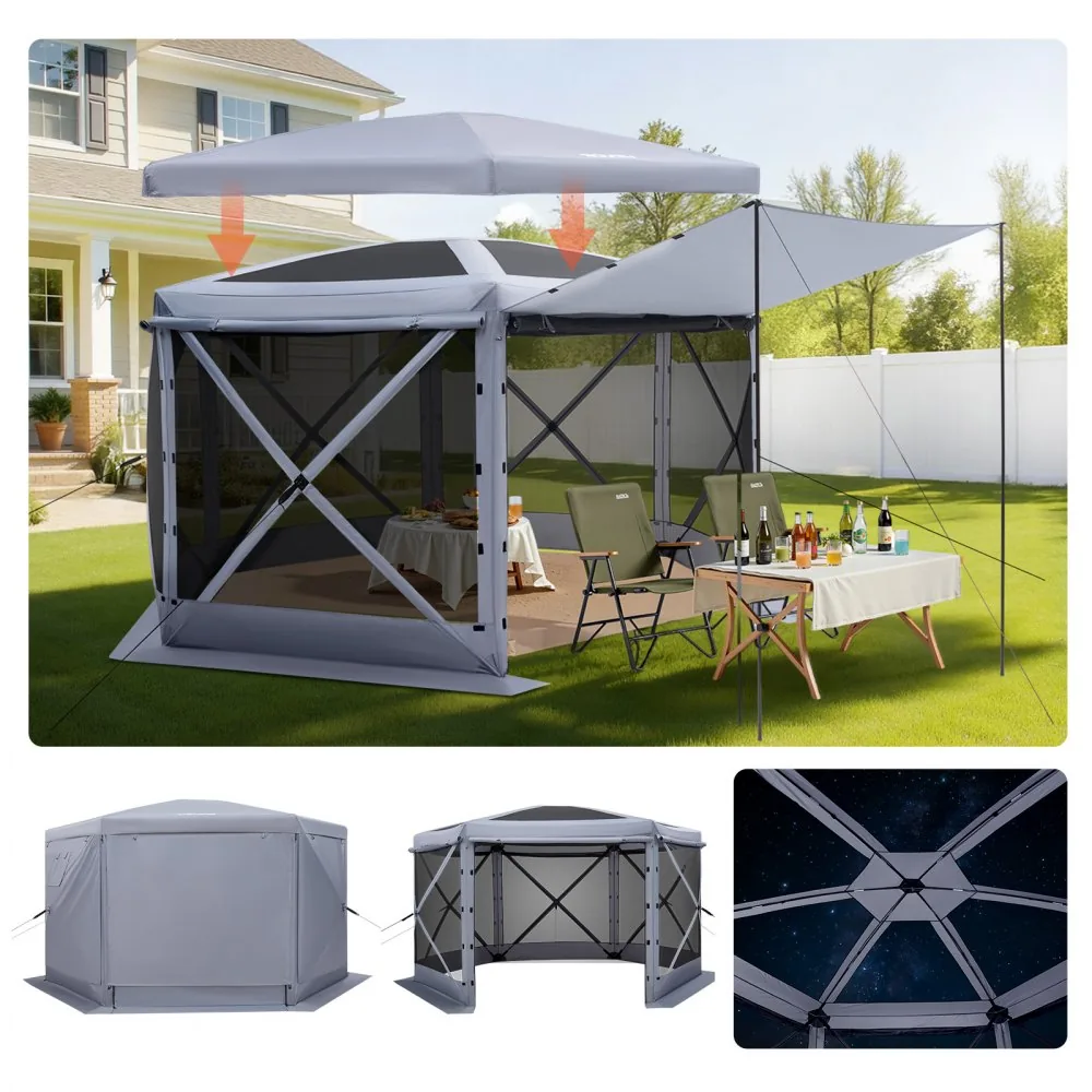 VEVOR 12 x 12 ft gazebo screen tent front view