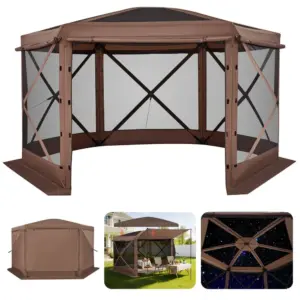 VEVOR 12 x 12 ft gazebo screen tent front view
