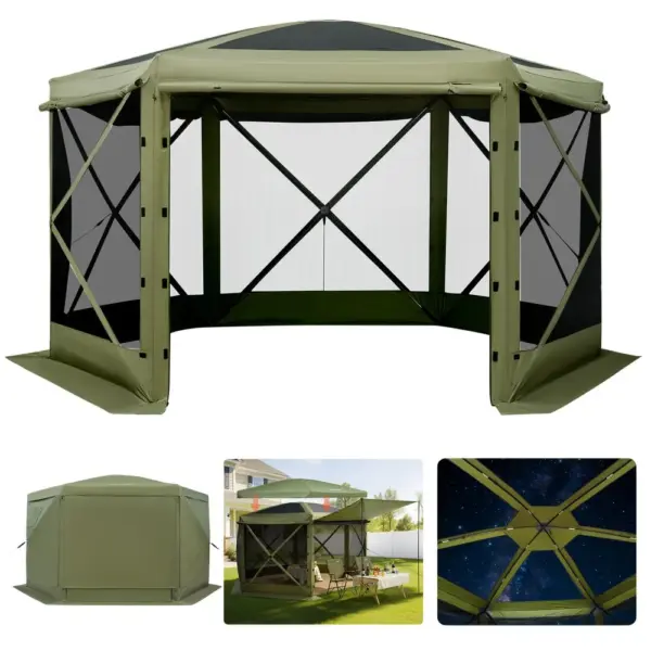 VEVOR 10 x 10 ft gazebo screen tent front view