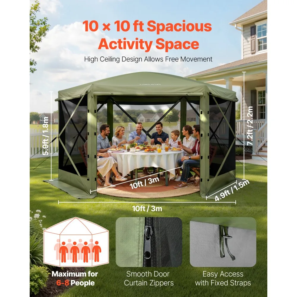 VEVOR gazebo screen tent set up in backyard