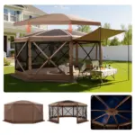 VEVOR 15 x 15 ft gazebo screen tent front view