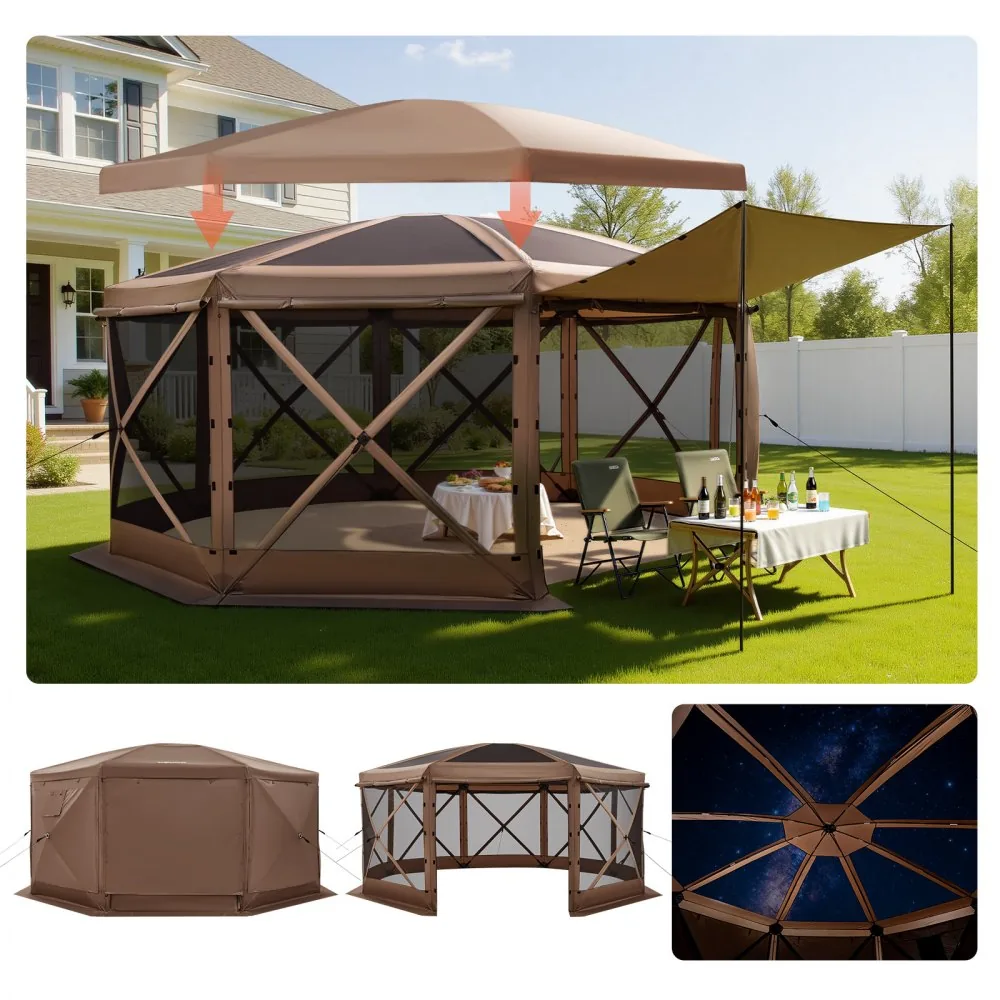 VEVOR 15 x 15 ft gazebo screen tent front view