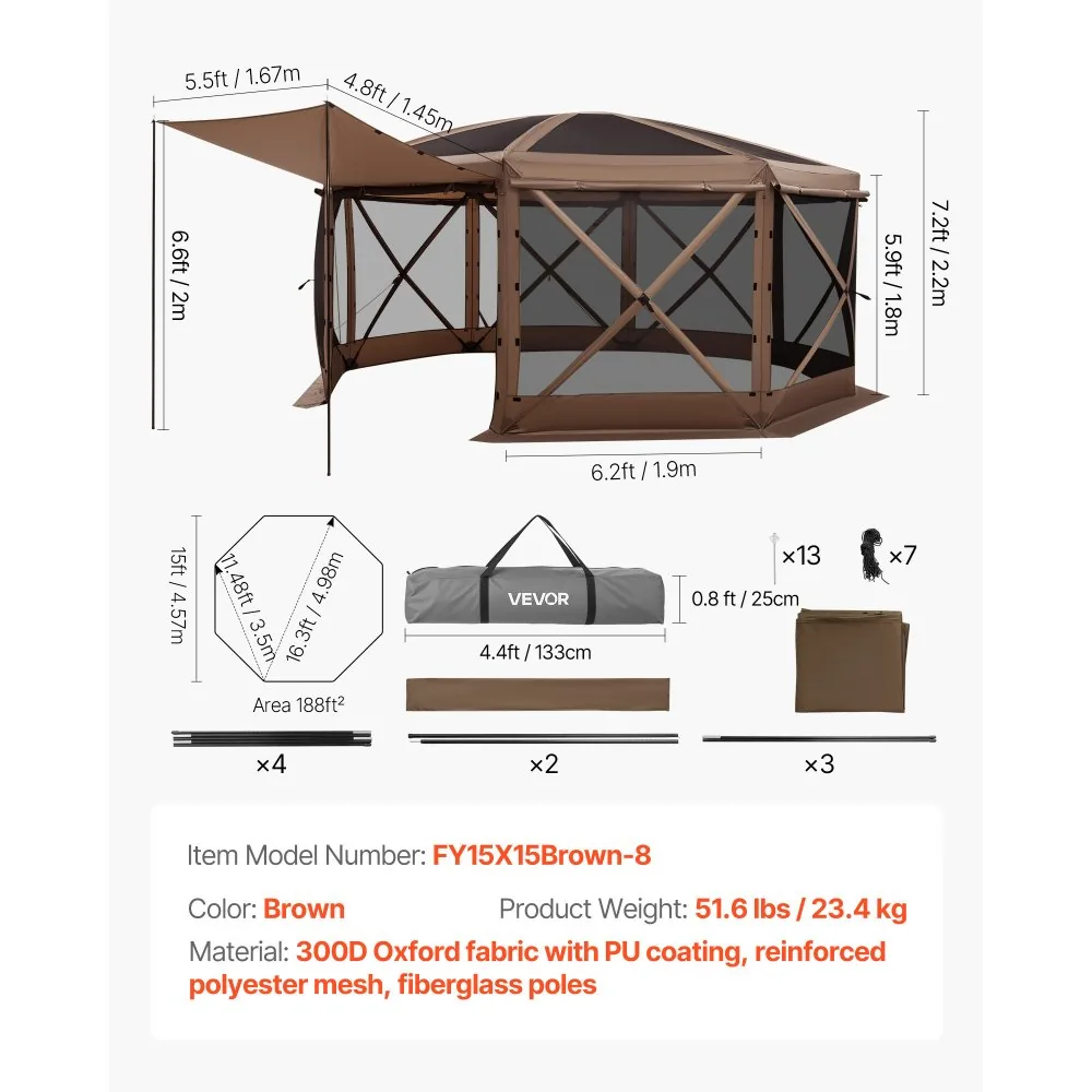 VEVOR gazebo screen tent carry bag package