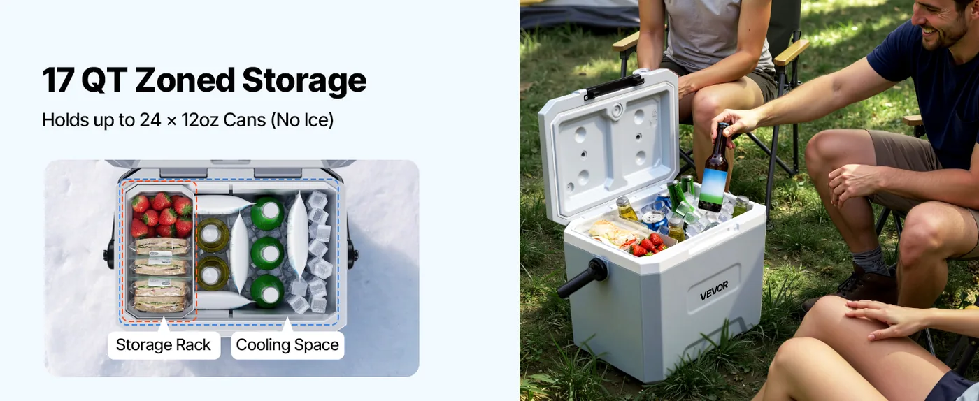 VEVOR Hard Cooler 17QT Large Capacity Storage