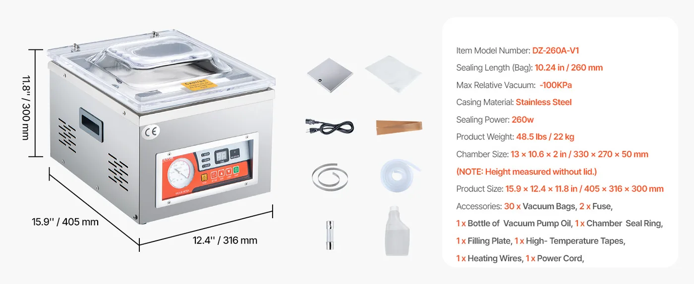 VEVOR Chamber Vacuum Sealer Tabletop 180W feature 5