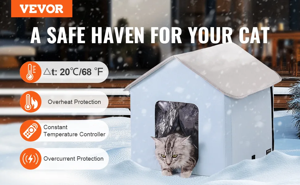 VEVOR heated cat house overview