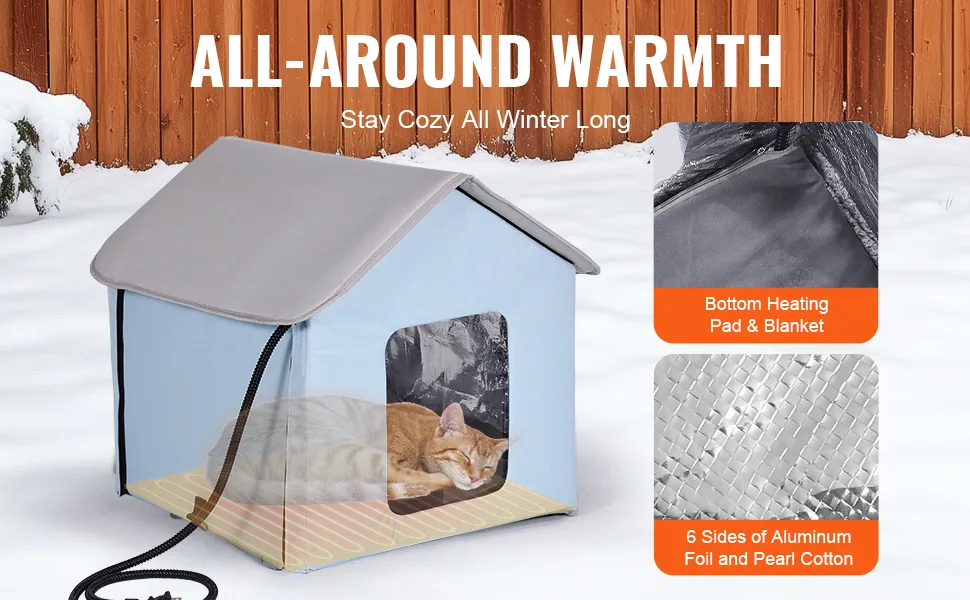 VEVOR heated cat house secure heating pad