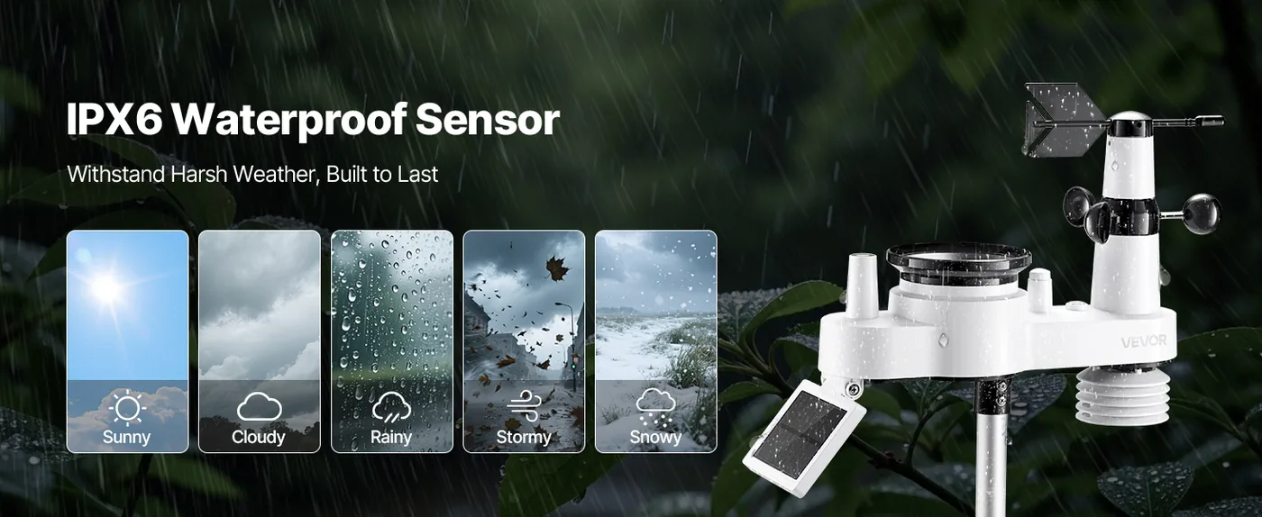 VEVOR 7-in-1 Wi-Fi Weather Station with APP 7-in-1 Sensor overview