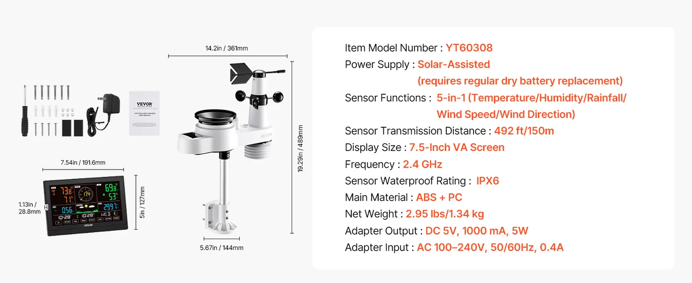VEVOR 5-in-1 Wi-Fi Weather Station 5-in-1 Sensor WiFi（APP） feature 3