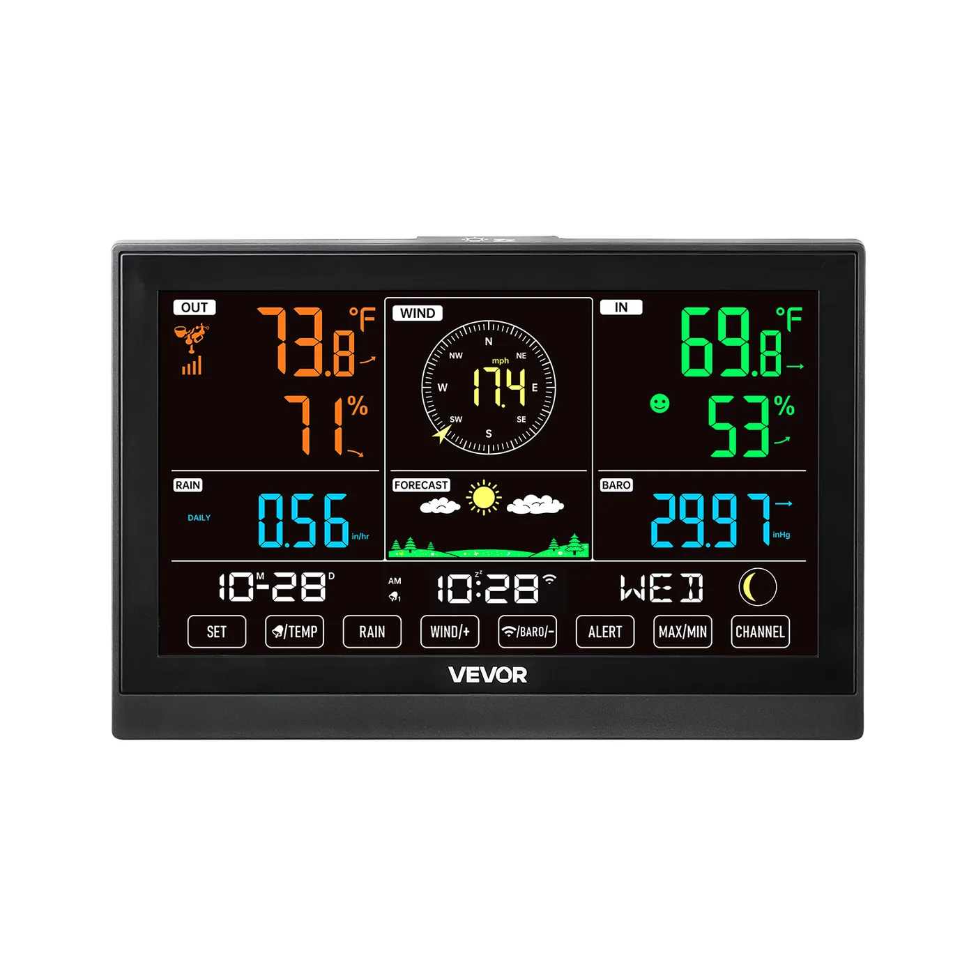 VEVOR 5-in-1 Wi-Fi Weather Station 5-in-1 Sensor WiFi（APP） Clear Display