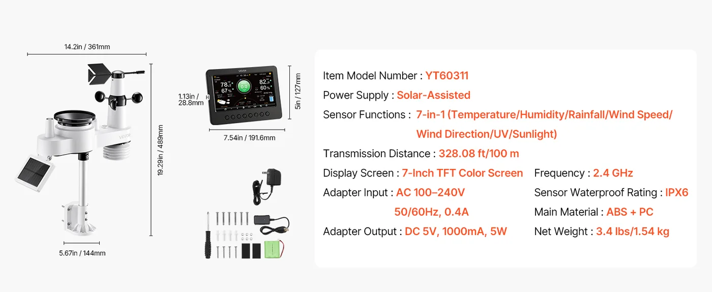 VEVOR 7-in-1 Wi-Fi Weather Station 7-in-1 Sensor WiFi（APP） feature 3
