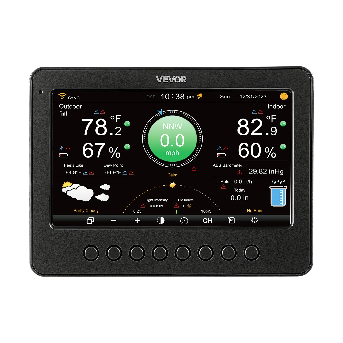 VEVOR 7-in-1 Wi-Fi Weather Station 7-in-1 Sensor WiFi（APP） Clear Display