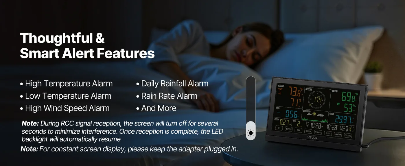 VEVOR 7-in-1 Wireless Weather Station 7-in-1 Sensor 7.5" VA feature 2