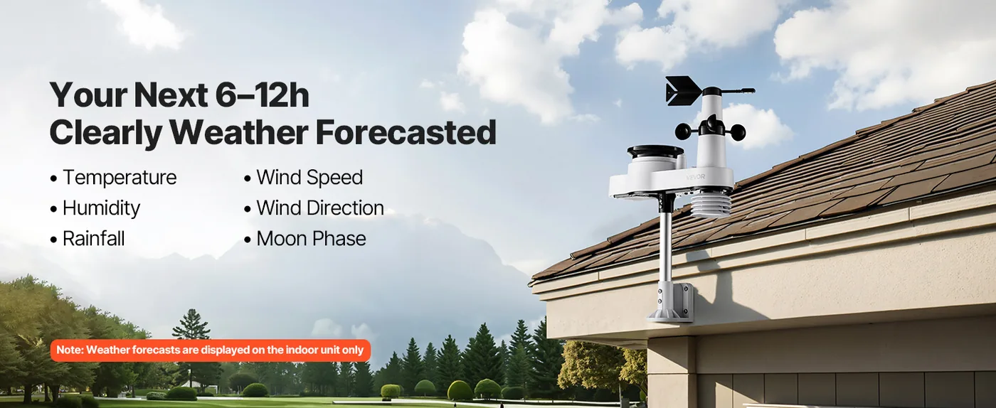VEVOR 5-in-1 Wireless Weather Station 5-in-1 Sensor 7.5" VA overview