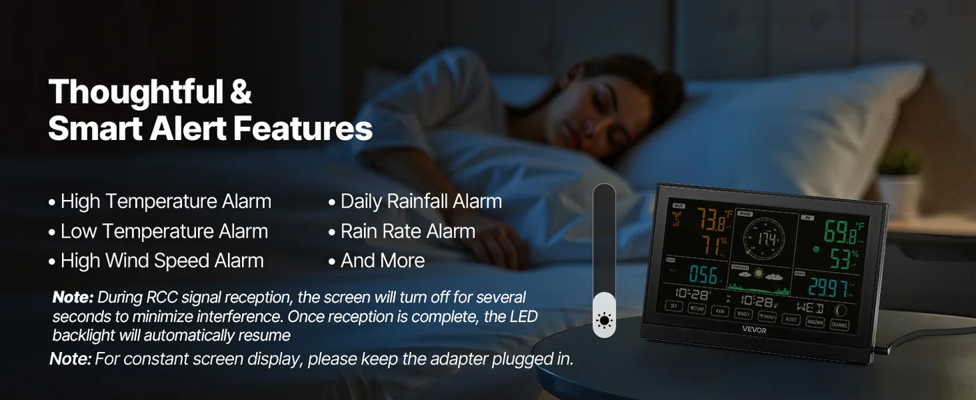 VEVOR 5-in-1 Wireless Weather Station 5-in-1 Sensor 7.5" VA feature 2