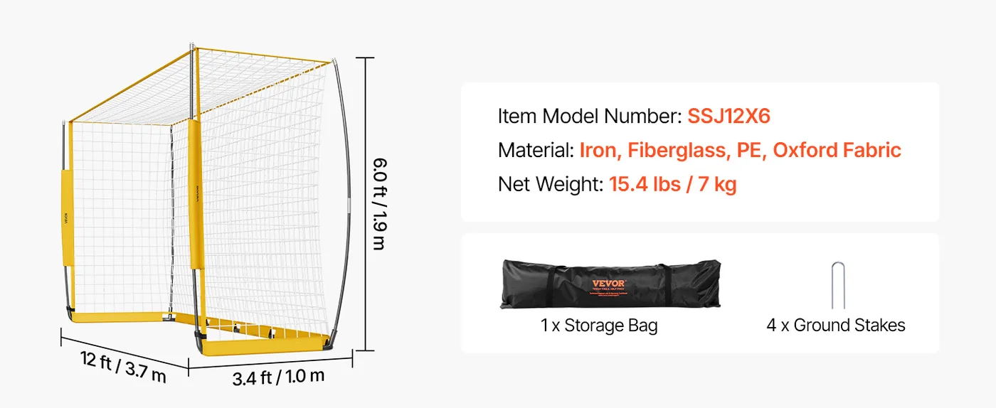 VEVOR Portable Soccer Goal Yellow feature 5