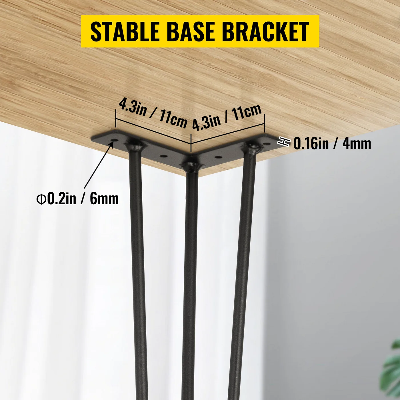 VEVOR Hairpin Table Legs 18" Black Set of 4 Desk Legs 880lb feature 5