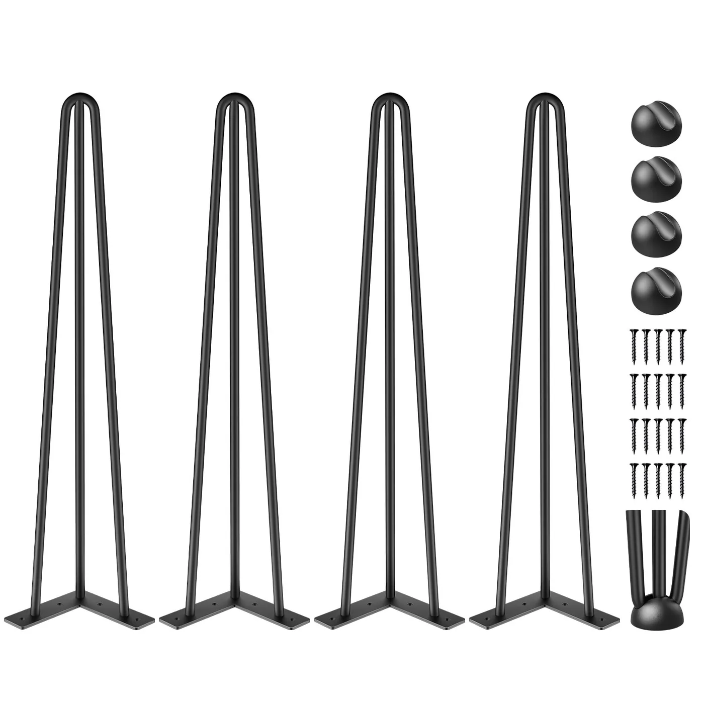 VEVOR Hairpin Table Legs 20" Black Set of 4 Desk Legs 880lb feature 1