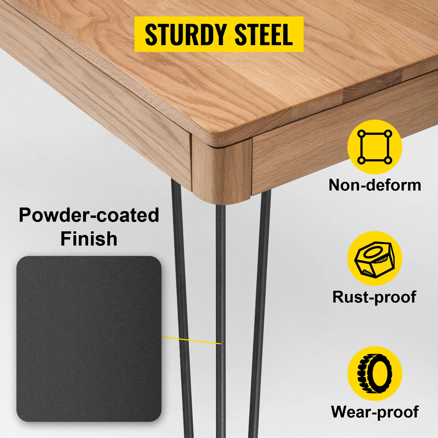 VEVOR Hairpin Table Legs 26" Black Set of 4 Desk Legs 880lb feature 2