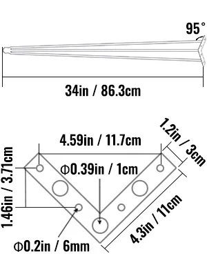 VEVOR Hairpin Table Legs 34" Black Set of 4 Desk Legs 880lb feature 8