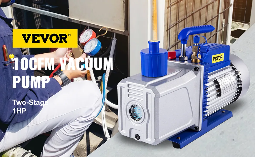 VEVOR Vacuum Pump 12CFM 1HP Vane Vacuum Pump Two Stage 3 x 1 overview