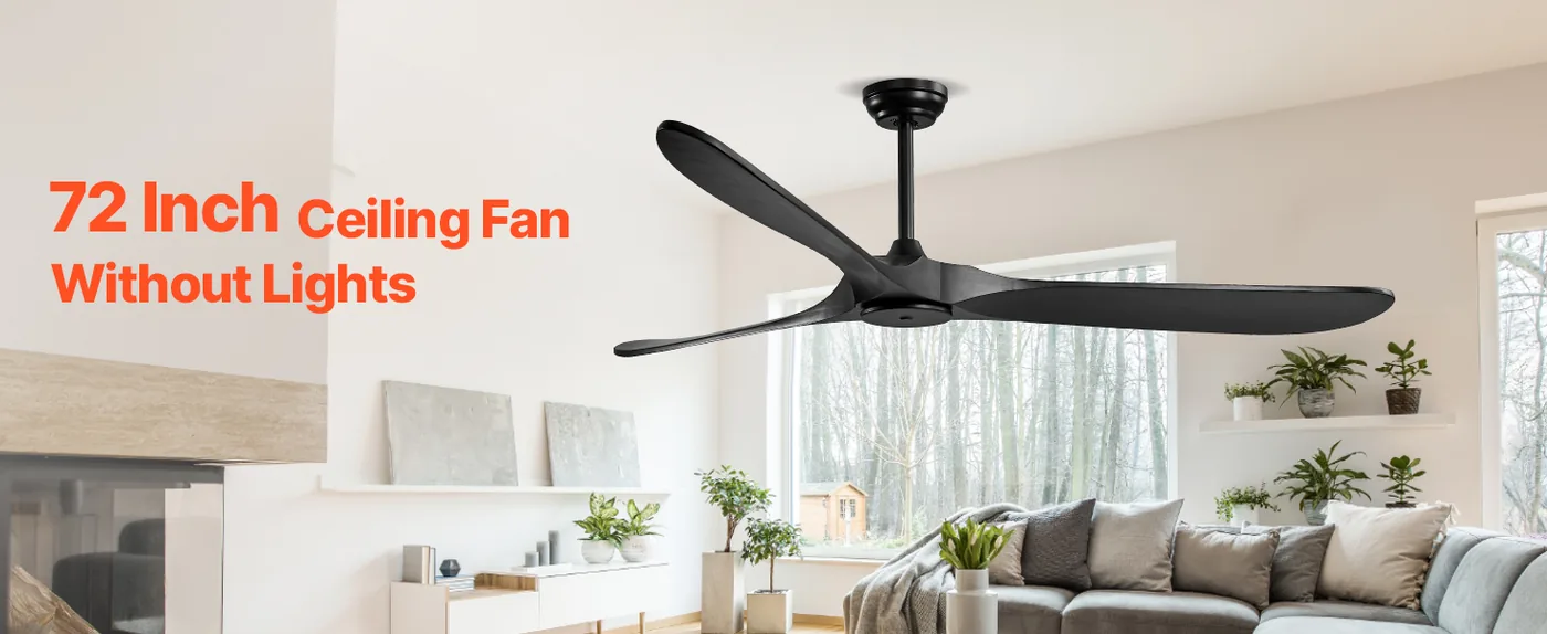 VEVOR 72 Inch Ceiling Fan without Light 3 Solid Wood Blades overview