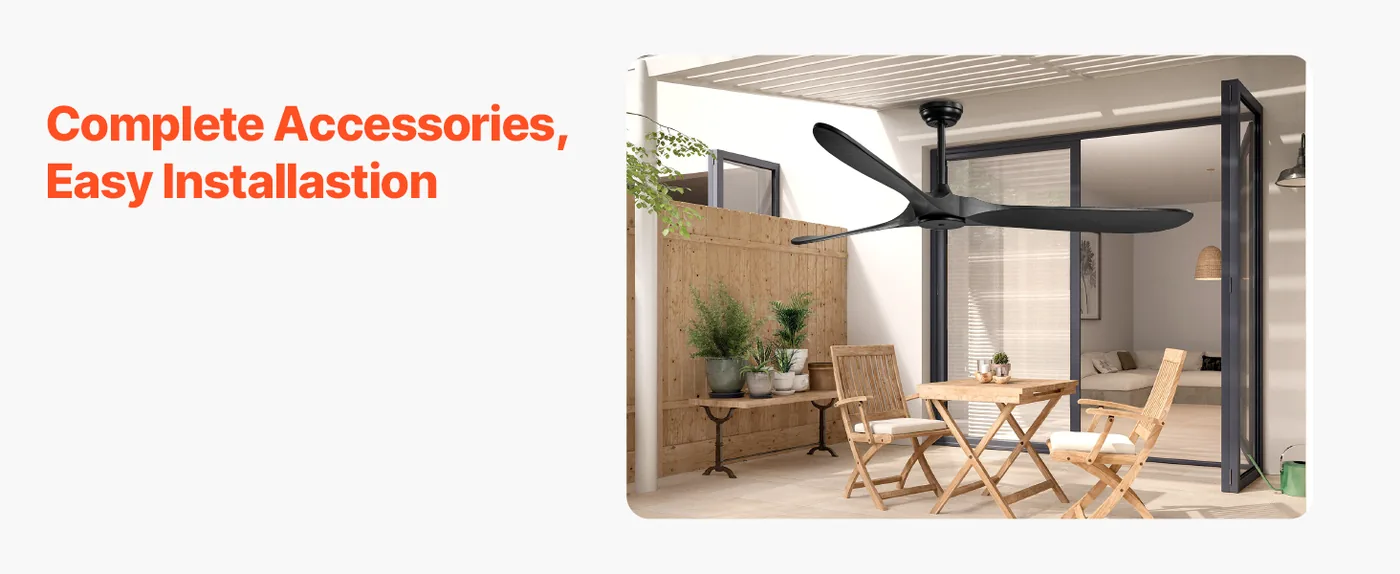 VEVOR 72 Inch Ceiling Fan without Light 3 Solid Wood Blades Installastion Made Easy