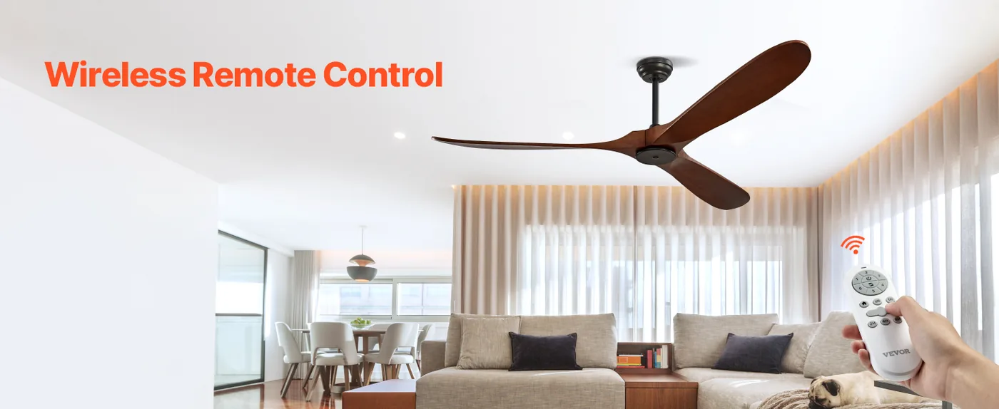 VEVOR 72 Inch Ceiling Fan without Light 3 Solid Wood Blades feature 1