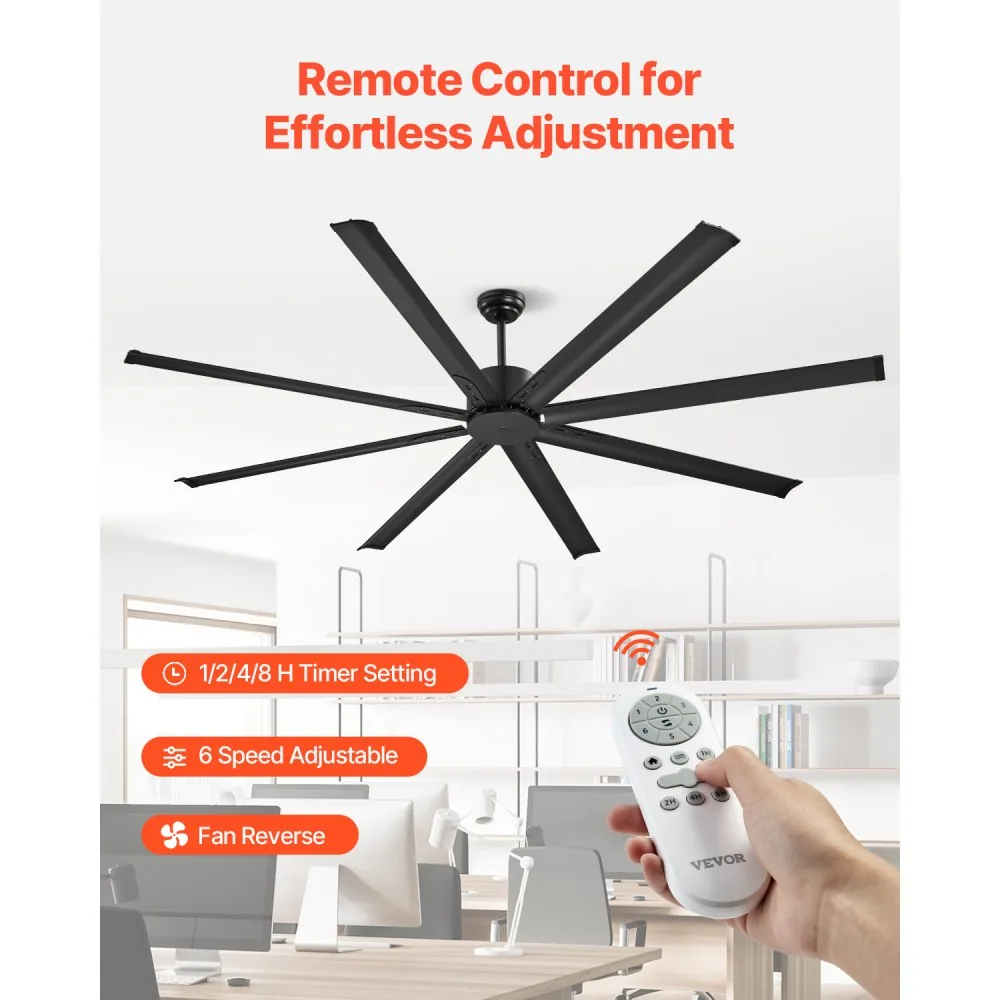 VEVOR 84 In Ceiling Fan without Light 84 inch 8 Aluminum Bla product image 5