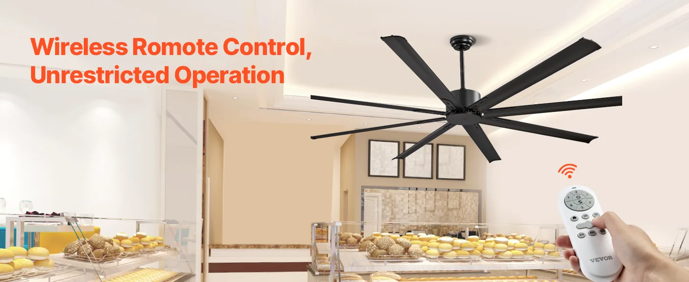 VEVOR 84 In Ceiling Fan without Light 84 inch 8 Aluminum Bla 6-Speed Adjustable