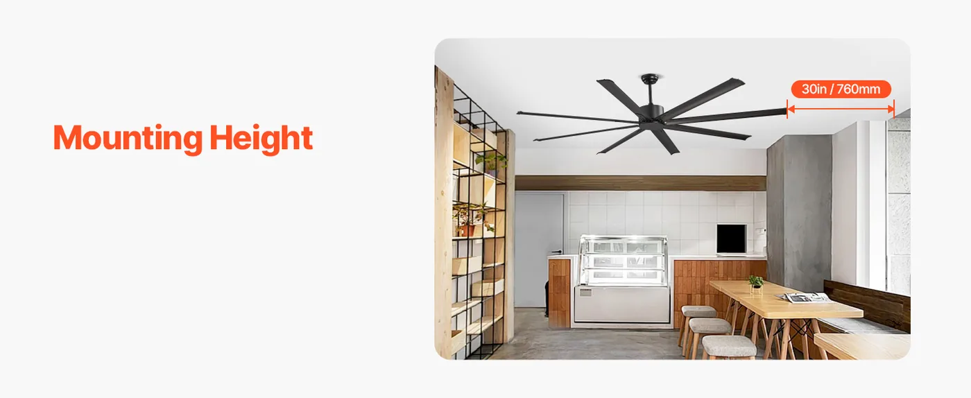 VEVOR 84 In Ceiling Fan without Light 84 inch 8 Aluminum Bla Mounting Height