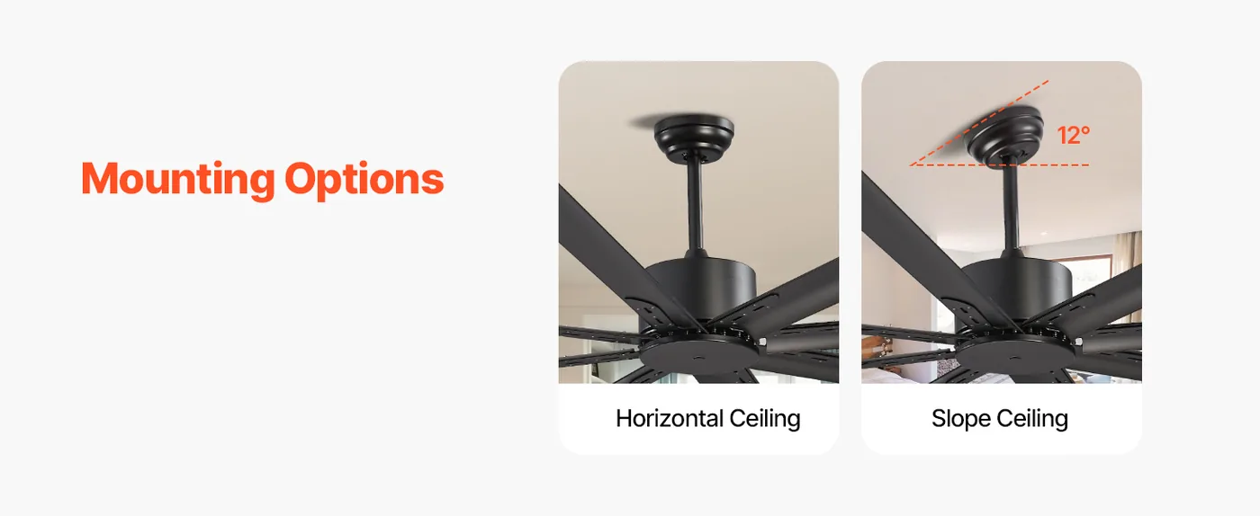 VEVOR 84 In Ceiling Fan without Light 84 inch 8 Aluminum Bla Mounting Options