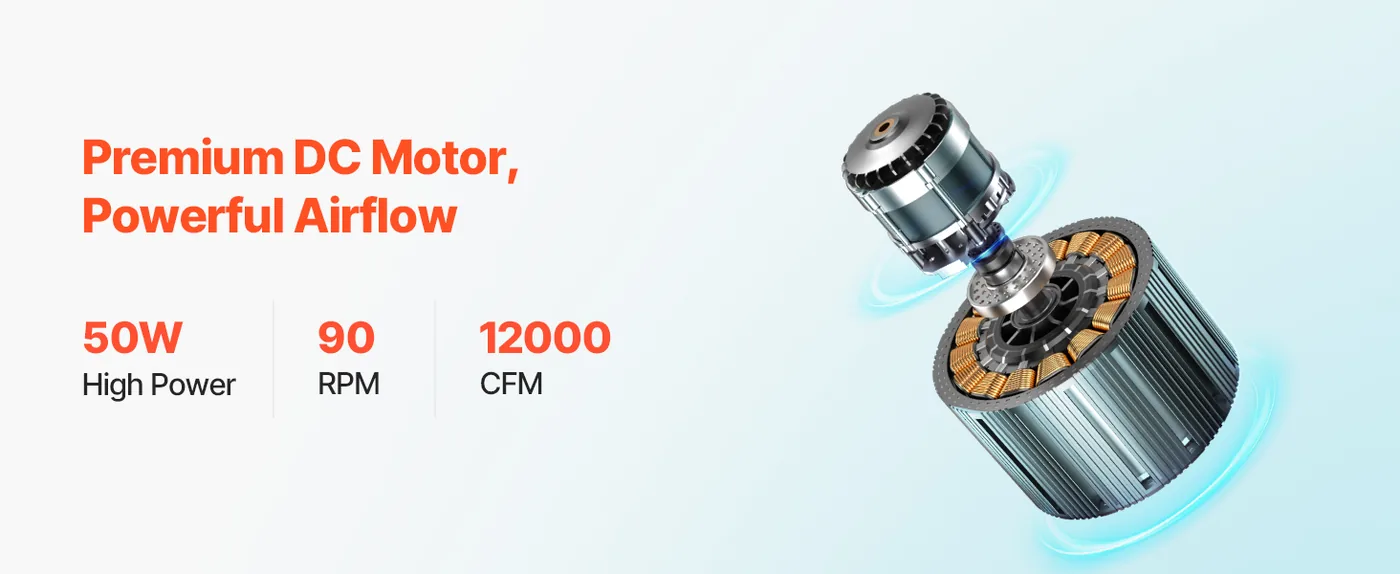 VEVOR 84 In Ceiling Fan without Light 84 inch 8 Aluminum Bla Low Noise, Tranquil Sleep