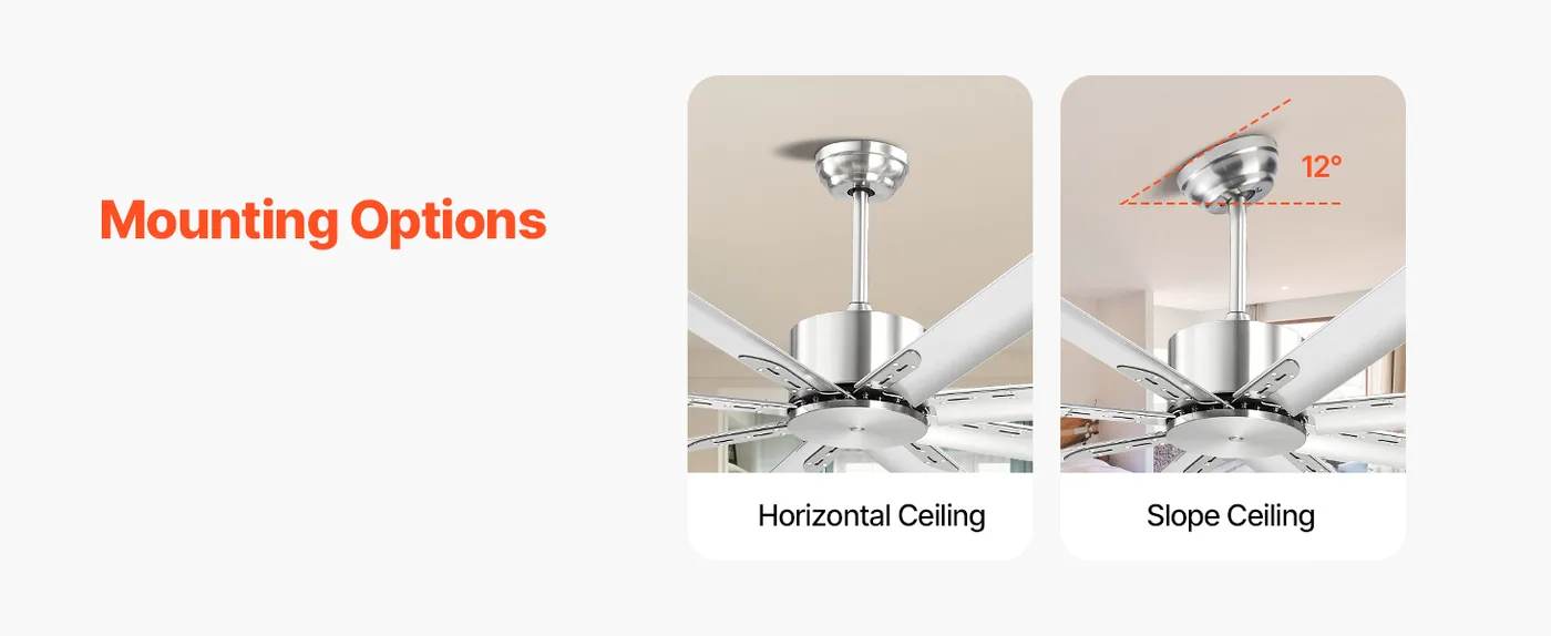 VEVOR 84 In Ceiling Fan without Light 84 inch 8 Aluminum Bla Mounting Options