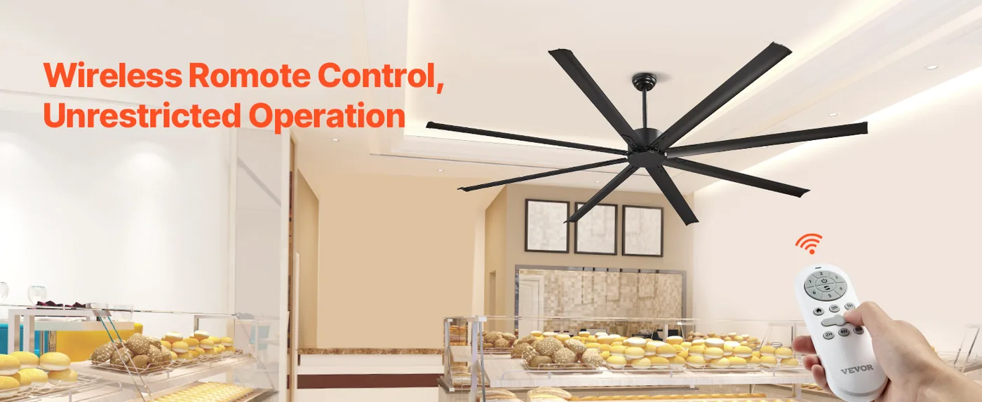 VEVOR 96 In Ceiling Fan without Light 96 inch 8 Aluminum Bla 6-Speed Adjustable
