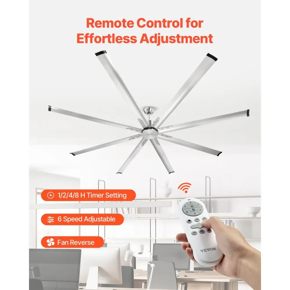 VEVOR 96 In Ceiling Fan without Light 96 inch 8 Aluminum Bla product image 5